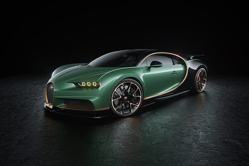 Green Bugatti Chiron CGI, bugatti-chiron, bugatti, 2018-cars, artist, behance, HD wallpaper