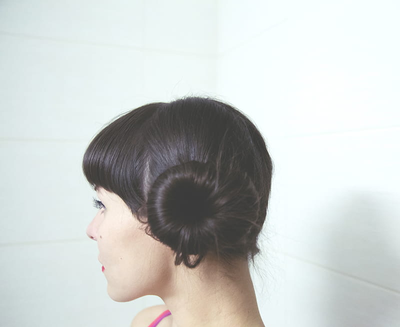 woman with straight black hair bun, HD wallpaper