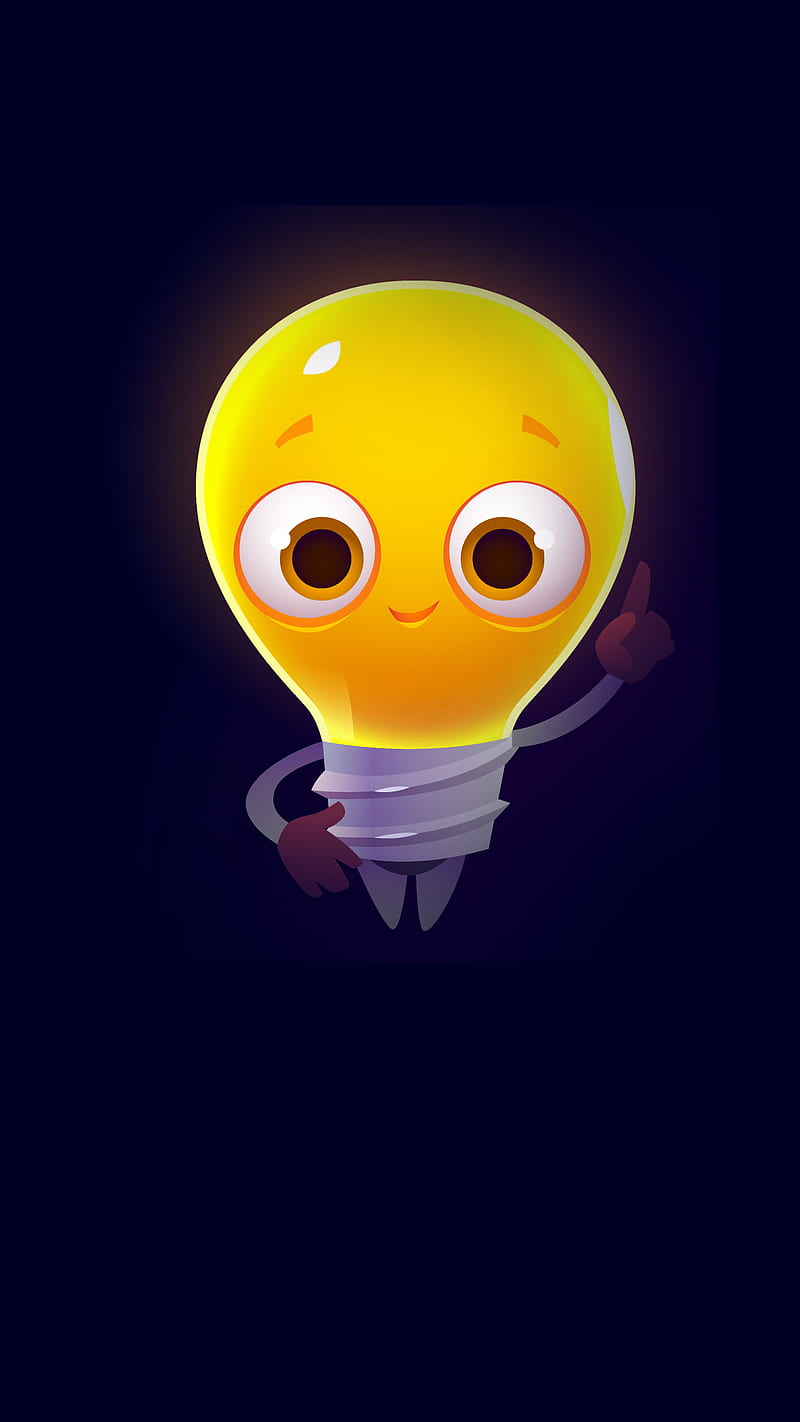 Cute Light Bulb 1, Cute, Kiss, bulb, dark, funny, light, purple, socket, yellow, HD phone wallpaper