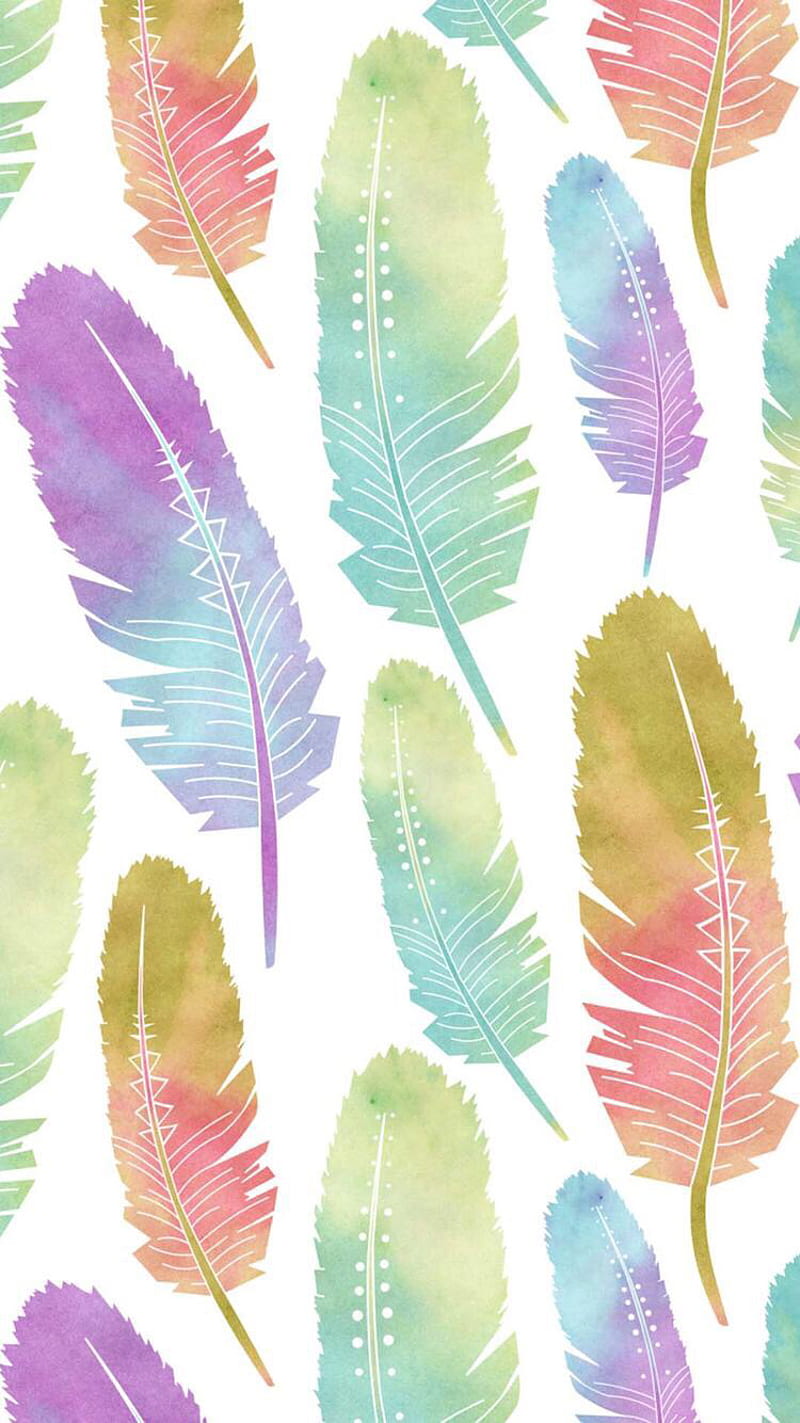 feathers, angel, cute, feather, multicoloured, pink, purple, HD phone wallpaper