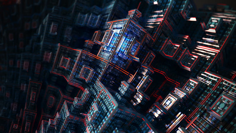 Fractal Buildings, fractal, abstract, HD wallpaper