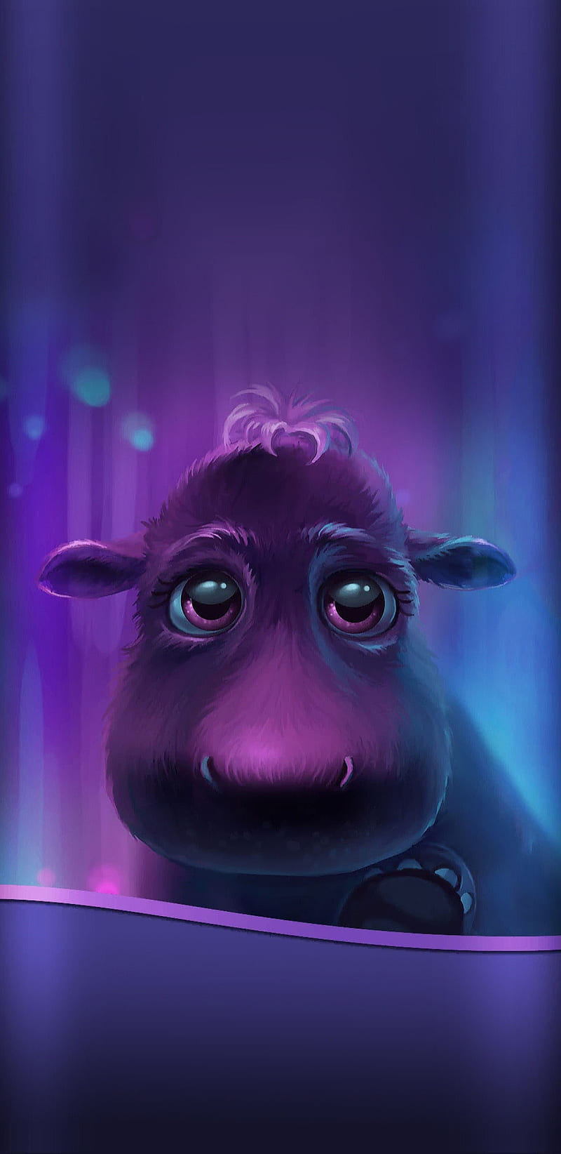 Lonely Hippopotamus , hippo, cute, purple, animal, pretty, bonito, HD phone wallpaper