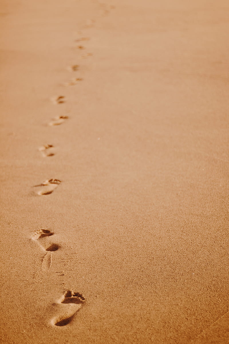 Foot print, footprints, sand, sea, wave, HD phone wallpaper