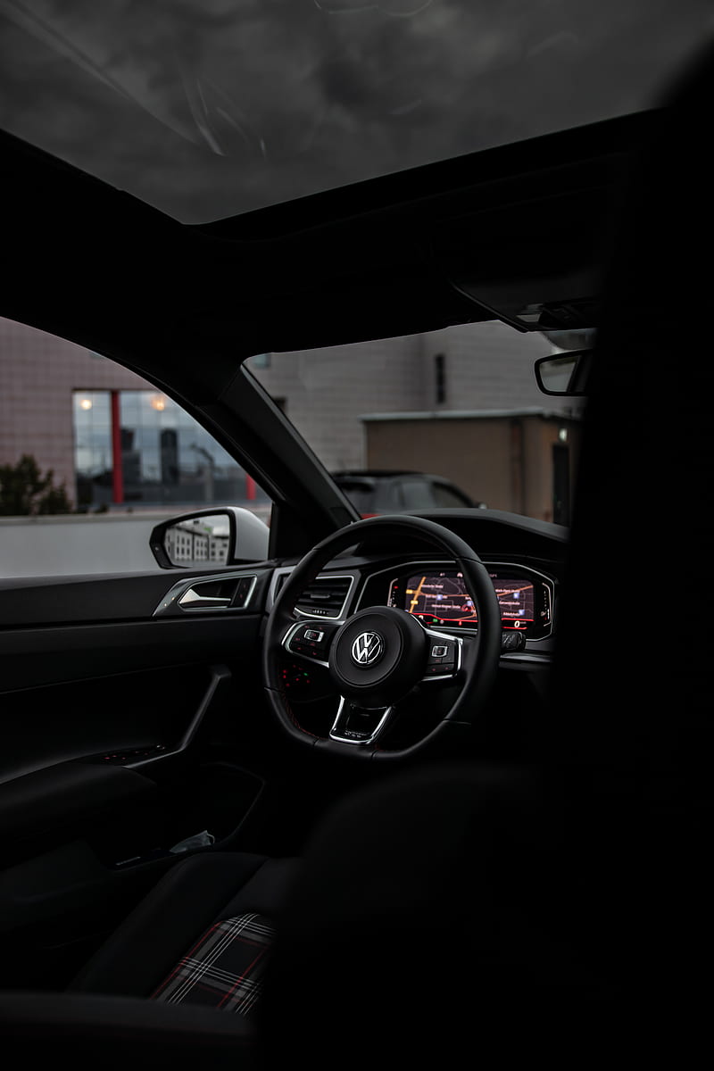 GTI Steering wheel, aggressive, black, gti, luxus, polo, red, steering, steering wheel, tuning, vw, HD phone wallpaper
