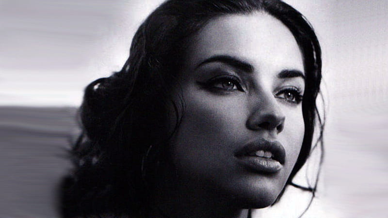 Adriana Lima, sensual, model, black and white, bonito, woman, sweet, beauty, hop, gorgeous, HD wallpaper