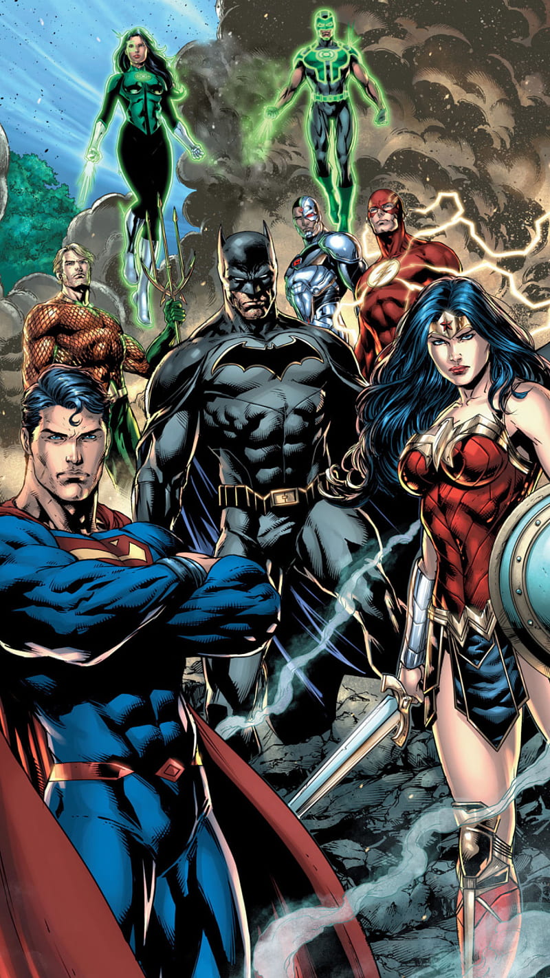 JL Rebirth, aquaman, batman, dc, dc comics, flash, green lantern, justice league, superman, wonder woman, HD phone wallpaper