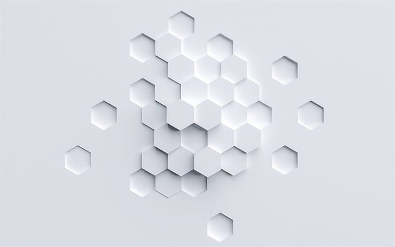 White 3d polygons background, geometric abstraction, white background, 3d  honeycomb, HD wallpaper | Peakpx