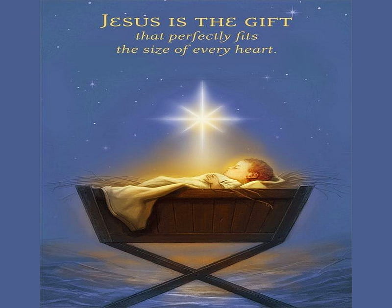 A savior is born, birth, cradle, star, Jesus, HD wallpaper