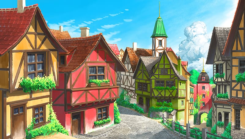 Anime, House, Street, HD wallpaper Anime, House, Street, HD wallpaper