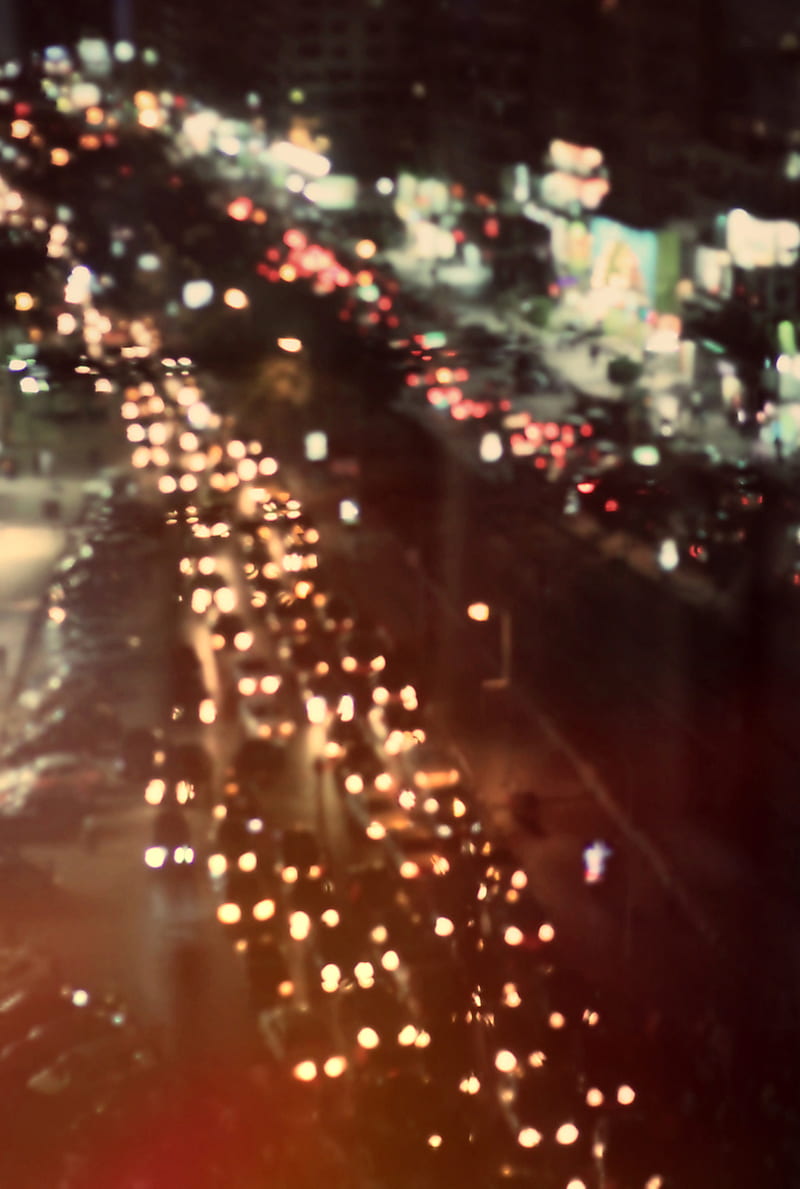 Confusion, carros, city, dark, night, old, shopping, traffic, vintage, HD phone wallpaper
