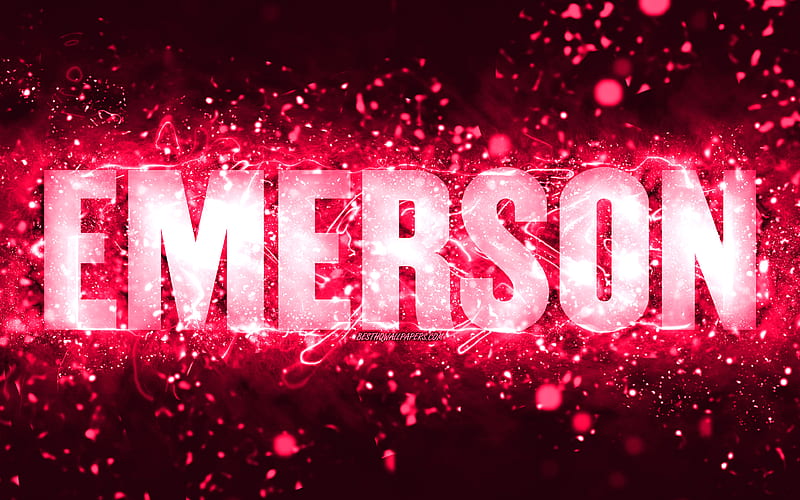 Happy Birtay Emerson pink neon lights, Emerson name, creative, Emerson Happy Birtay, Emerson Birtay, popular american female names, with Emerson name, Emerson, HD wallpaper