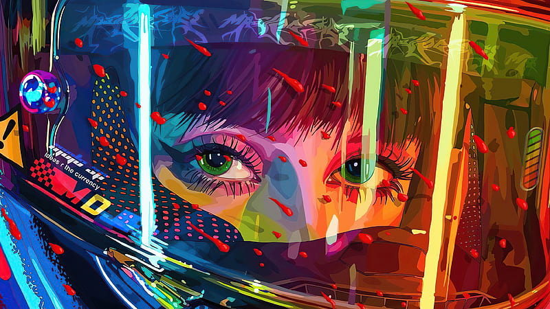 Cyber Girl Ocean Eyes , cyberpunk, scifi, helmet, artist, artwork, digital-art, HD wallpaper