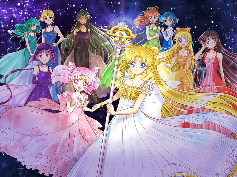 Sailor Moon, Sailor Chibi Moon, Sailor Jupiter, Sailor Mars, Sailor Mercury, Sailor Neptune, Sailor Pluto, Sailor Saturn, Sailor Uranus, Sailor Venus, HD wallpaper