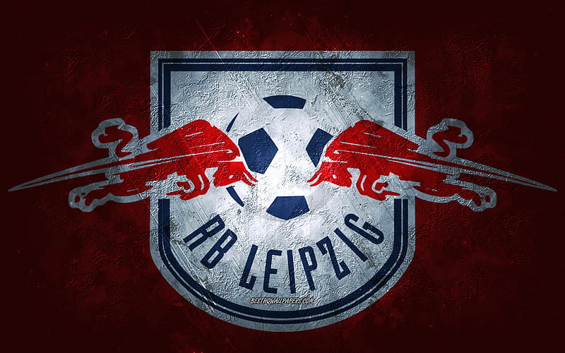RB Leipzig, German football club, red stone background, RB Leipzig logo, grunge art, Bundesliga, football, Germany, RB Leipzig emblem, HD wallpaper