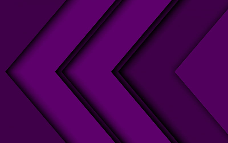 violet arrows, artwork, creative, abstract arrows, violet material design, geometric shapes, arrows, geometry, violet backgrounds, dark arrows, HD wallpaper