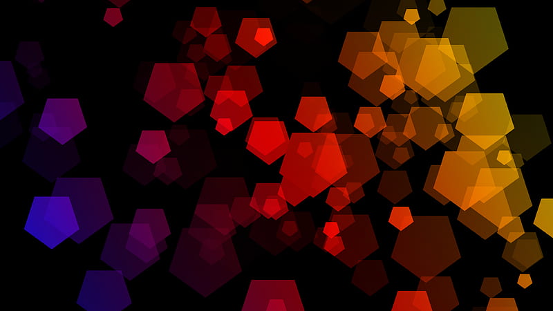 Red Yellow Pink Hexagon Abstract, HD wallpaper