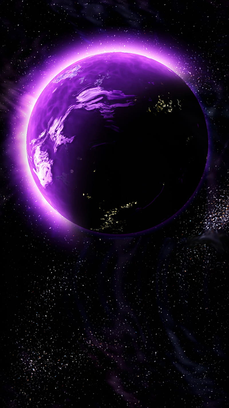 Purple planet, earth, space, fantasy, fire, hole, ice, space, tumblr, universe, HD phone wallpaper
