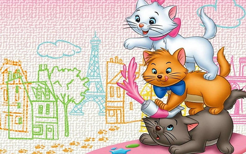 Kittens, movie, orange, aristocrats, cat, fantasy, kitten, white, pink,  disney, HD wallpaper | Peakpx