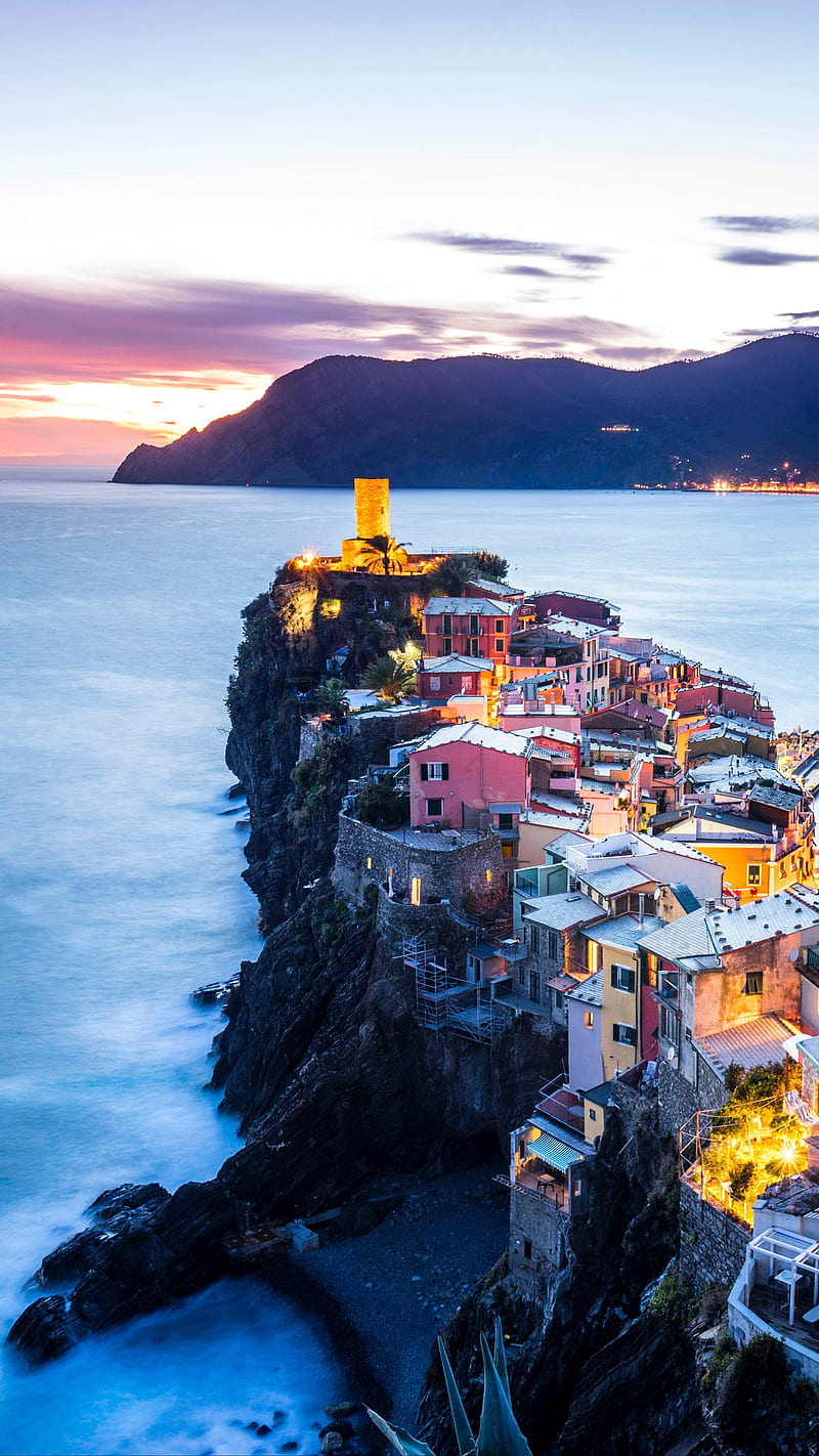 Coastal City , italy, vernazza, mountains, sea, coast, coastal city, HD phone wallpaper