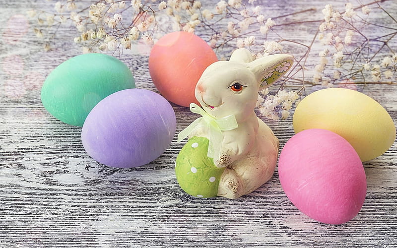 Happy Easter!, egg, easter, bunny, pink, card, figurine, HD wallpaper ...
