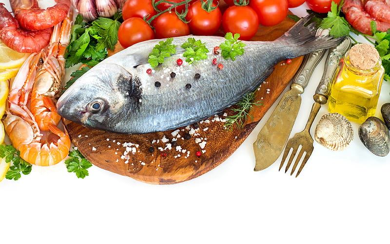 Food, Fish, Seafood, Still Life, Tomato, HD wallpaper