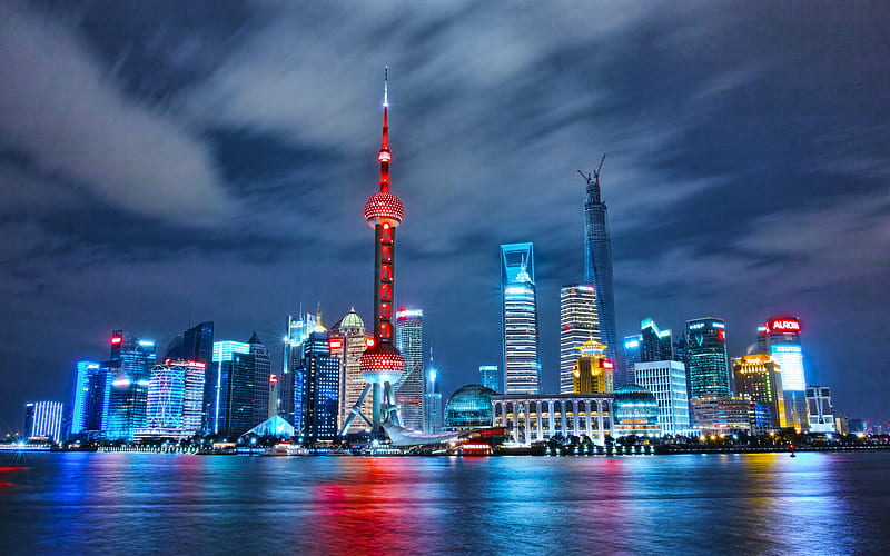 The Bund Wai Tan, cityscapes, Shanghai, nightscapes, China, Asia, HD wallpaper