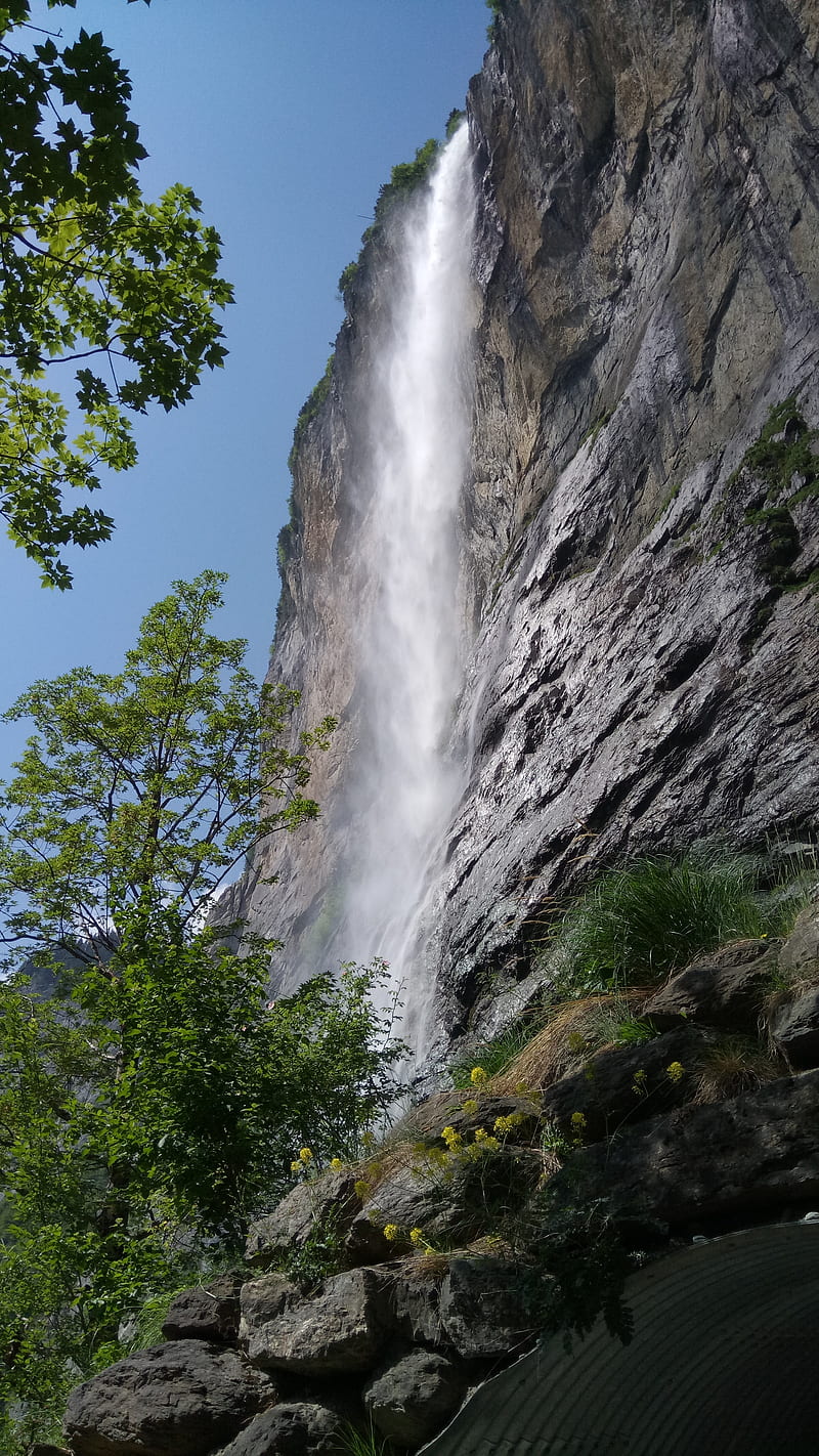 Swiss waterfall, lauterbrunnen, swiss, HD phone wallpaper