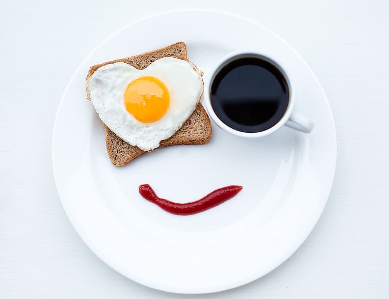 Food, Coffee, Cup, Face, Egg, Bread, Breakfast, HD wallpaper