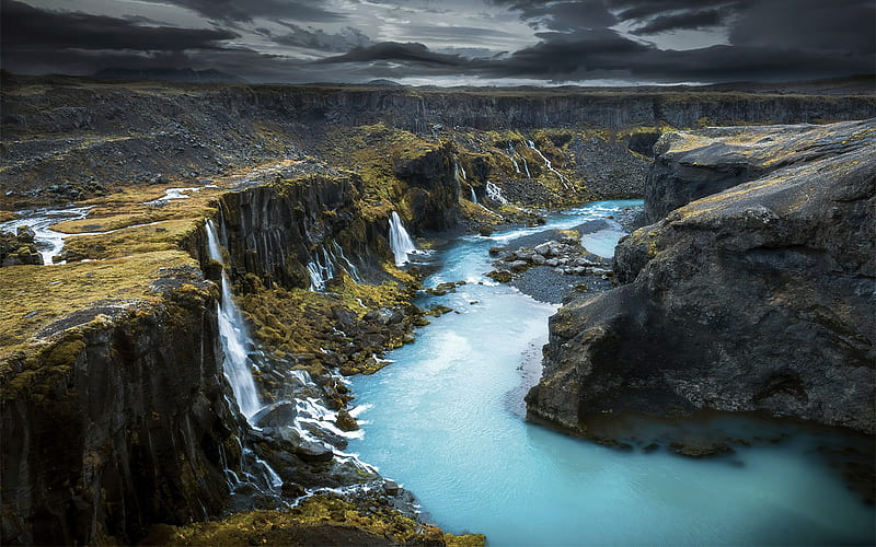 Highlands Iceland River 2021 Scenery, HD wallpaper