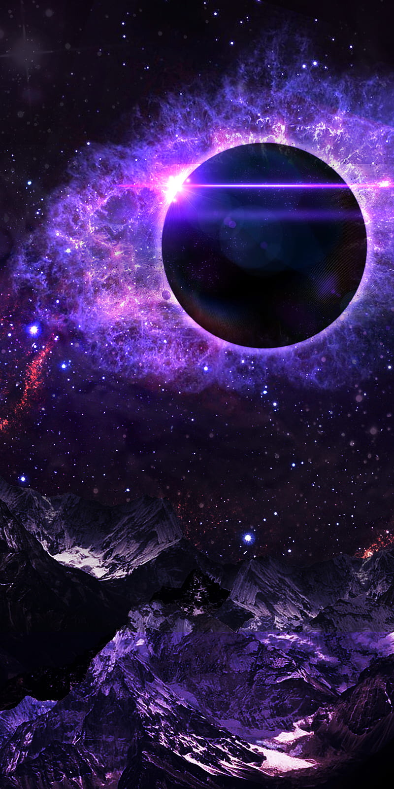 Eclipse, planet, nebula, space, nova, stars, fantasy, universe, HD mobile wallpaper