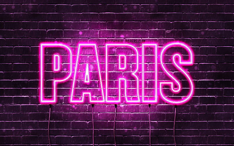 Paris with names, female names, Paris name, purple neon lights ...