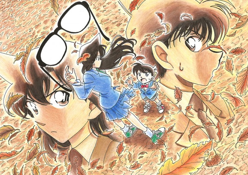 Detective Conan, Shinichi Kudo, Ran Mouri, Conan Edogawa, Megane, HD wallpaper