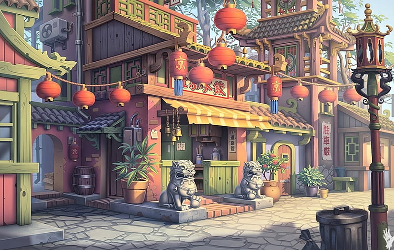 Chinatown, pretty, Art, Lantern, HD wallpaper