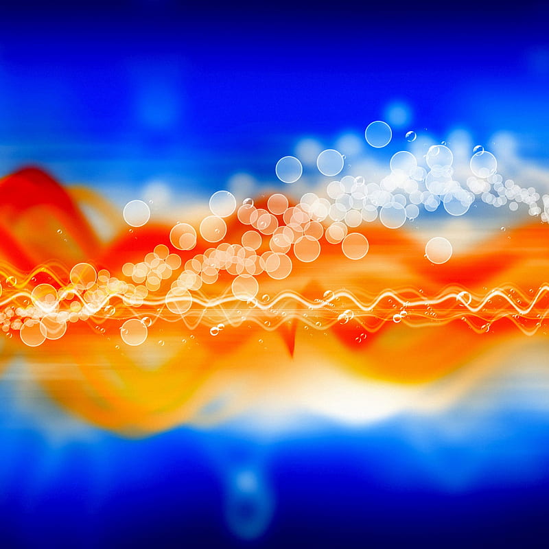glare, bokeh, circles, blue, orange, wavy, HD phone wallpaper