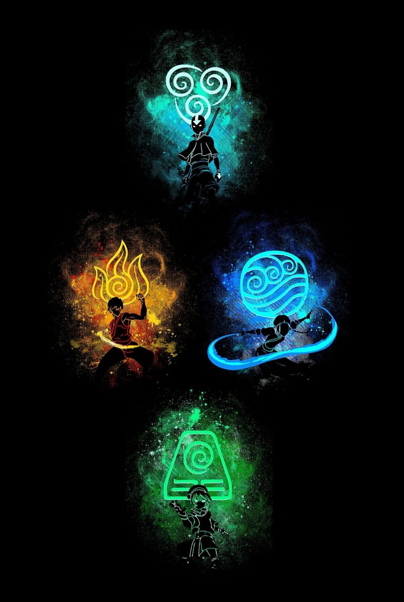 Team Avatar, air, atla, avatar the last airbender, blue, earth, fire,  green, HD phone wallpaper | Peakpx