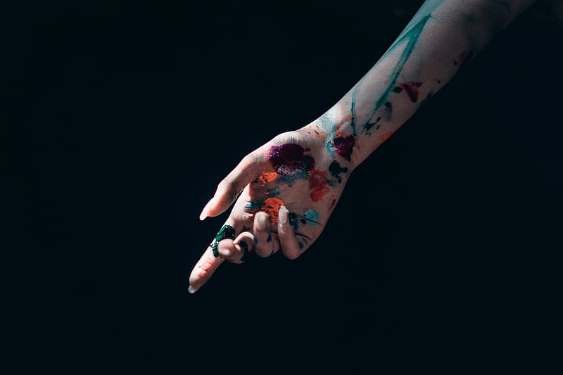 hand, paint, stains, fingers, HD wallpaper
