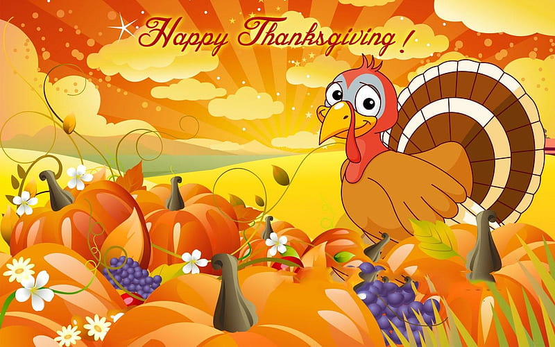 Happy Thanksgiving Greeting, turkey, pumpkins, greetings, thanksgiving ...