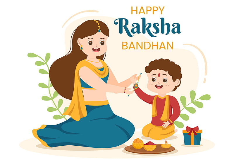 Happy Raksha Bandhan Cartoon Illustration with Sister Tying Rakhi on Her  Brothers Wrist to Signify Bond of Love in Indian Festival Celebration  8414749 Vector Art at Vecteezy, HD wallpaper | Peakpx
