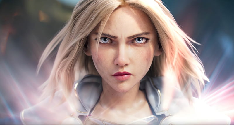 Video Game, League Of Legends, Blonde, Blue Eyes, Face, Girl, Lux (League Of Legends), Stare, HD wallpaper