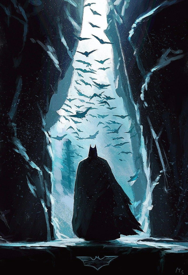 Batman, detective, fodao, frozen, hero, iceberg, minimalism, night, samurai, sea, HD phone wallpaper