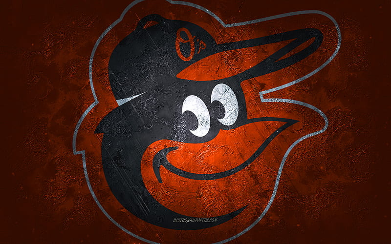 Baltimore Orioles, American baseball team, orange stone background, Baltimore Orioles logo, grunge art, MLB, baseball, USA, Baltimore Orioles emblem, HD wallpaper