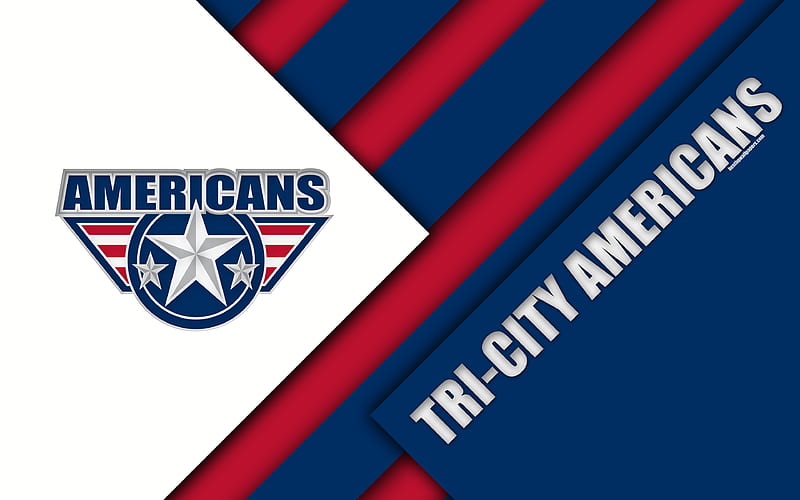 Tri-City Americans, Kennewick, Washington, United States, WHL American hockey club, material design, logo, blue red abstraction, Western Hockey League, HD wallpaper
