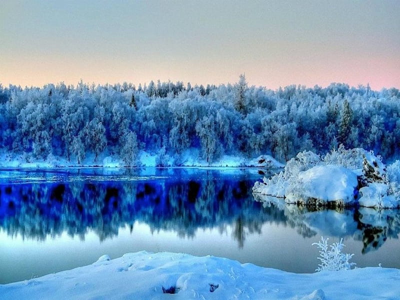 Ice Blue Lake, snow, crystal, frozen, lake, blue, HD wallpaper