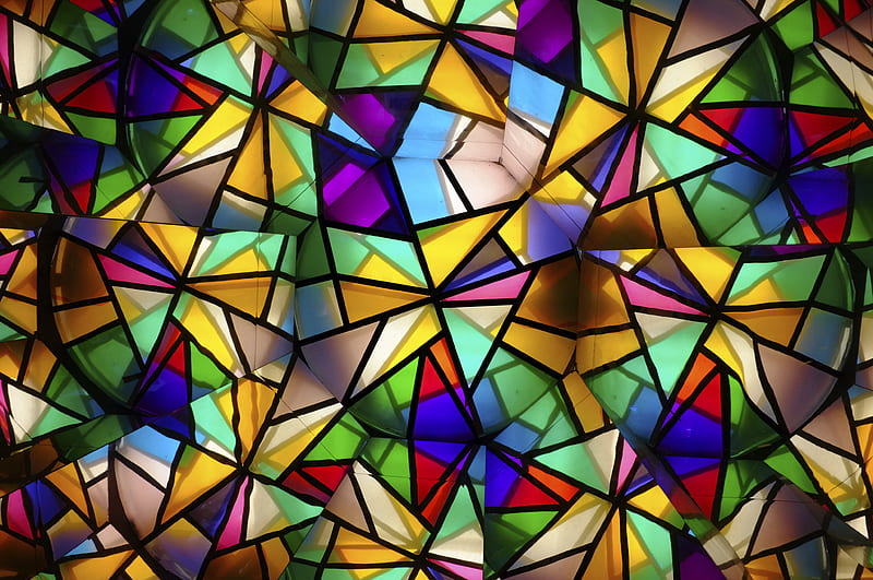 stained glass, colorful, glass fragments, HD wallpaper