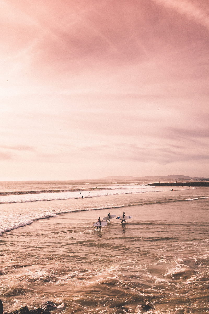 several people standing on seashore, HD phone wallpaper