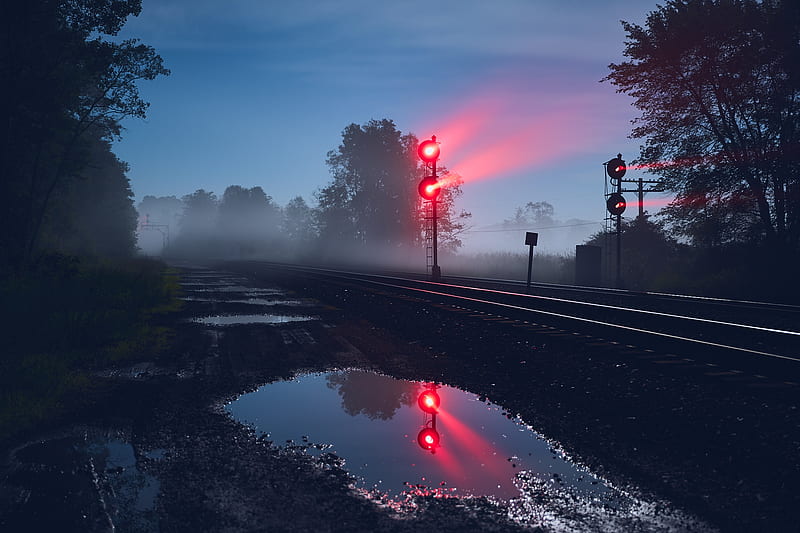 Railway Track Light Exposure, railroad, track, graphy, HD wallpaper