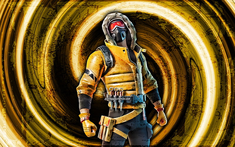 Caution, yellow grunge background, Fortnite, vortex, Fortnite characters, Caution Skin, Fortnite Battle Royale, Caution Fortnite, HD wallpaper