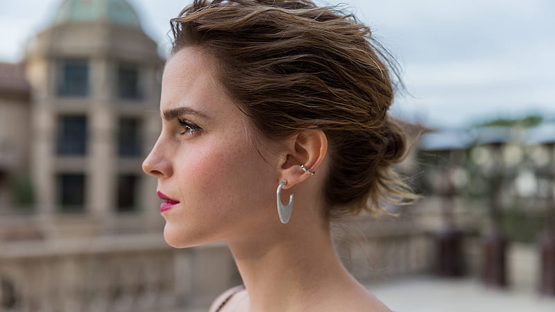 Emma Watson Is Standing On Blur Background Celebrities, HD wallpaper