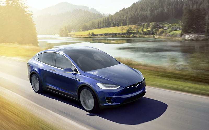 Tesla Model X, 2018, electric crossover, electric car, blue Model X, American cars, Tesla, HD wallpaper