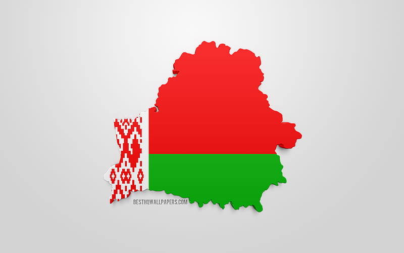 3d flag of Belarus, map silhouette of Belarus, 3d art, Belarus flag, Europe, Belarus, geography, Belarus 3d silhouette, HD wallpaper